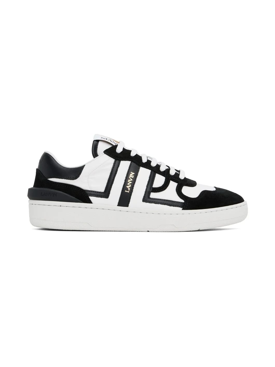 White & Black Clay Mesh Sneakers - 1