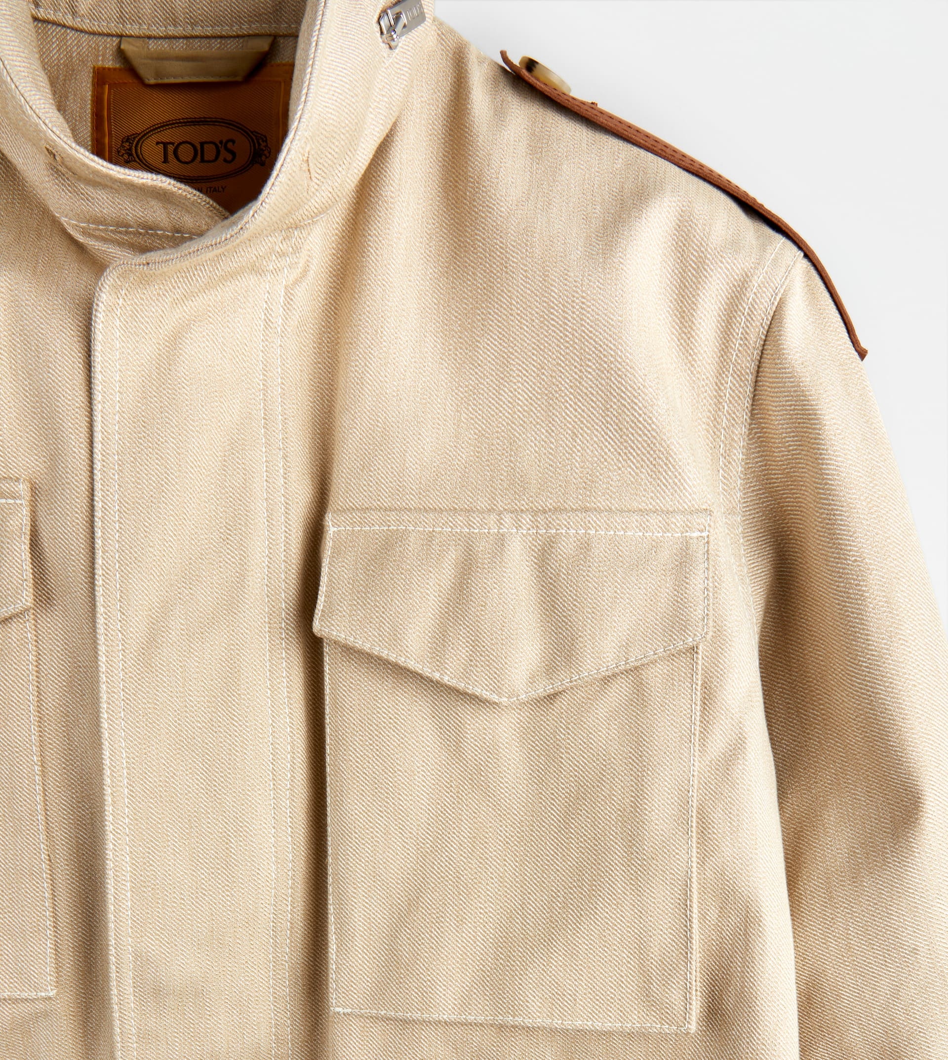 FIELD JACKET WITH LEATHER INSERTS - BEIGE - 8