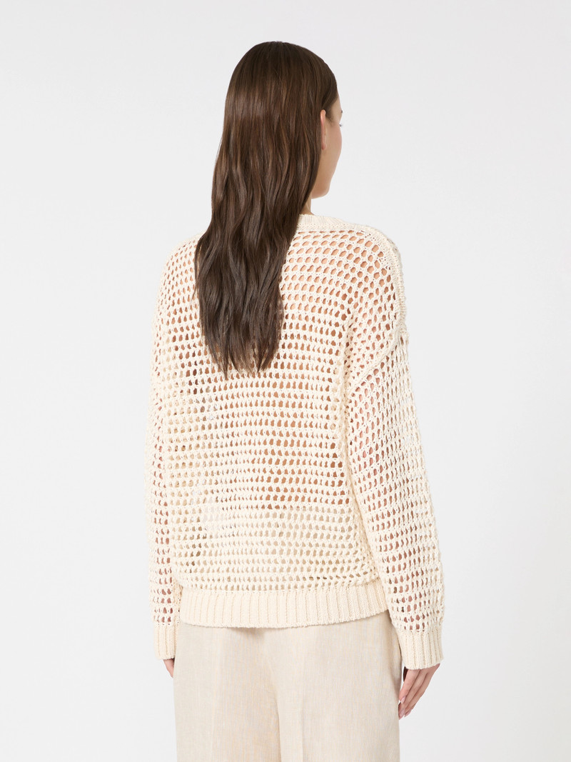 ONIRICA Linen and cotton yarn mesh jumper - ECRU 4