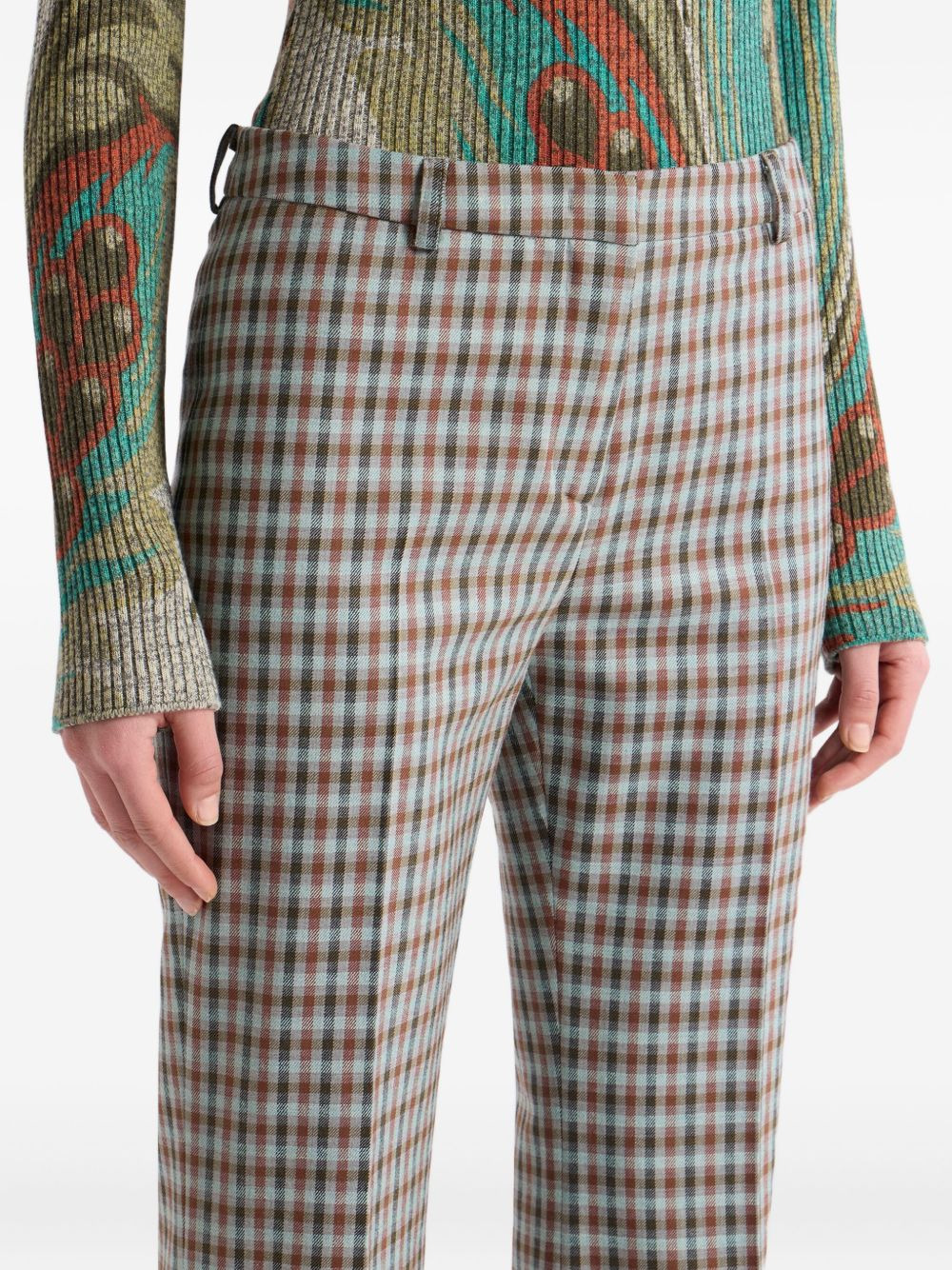 gingham flared trousers - 5