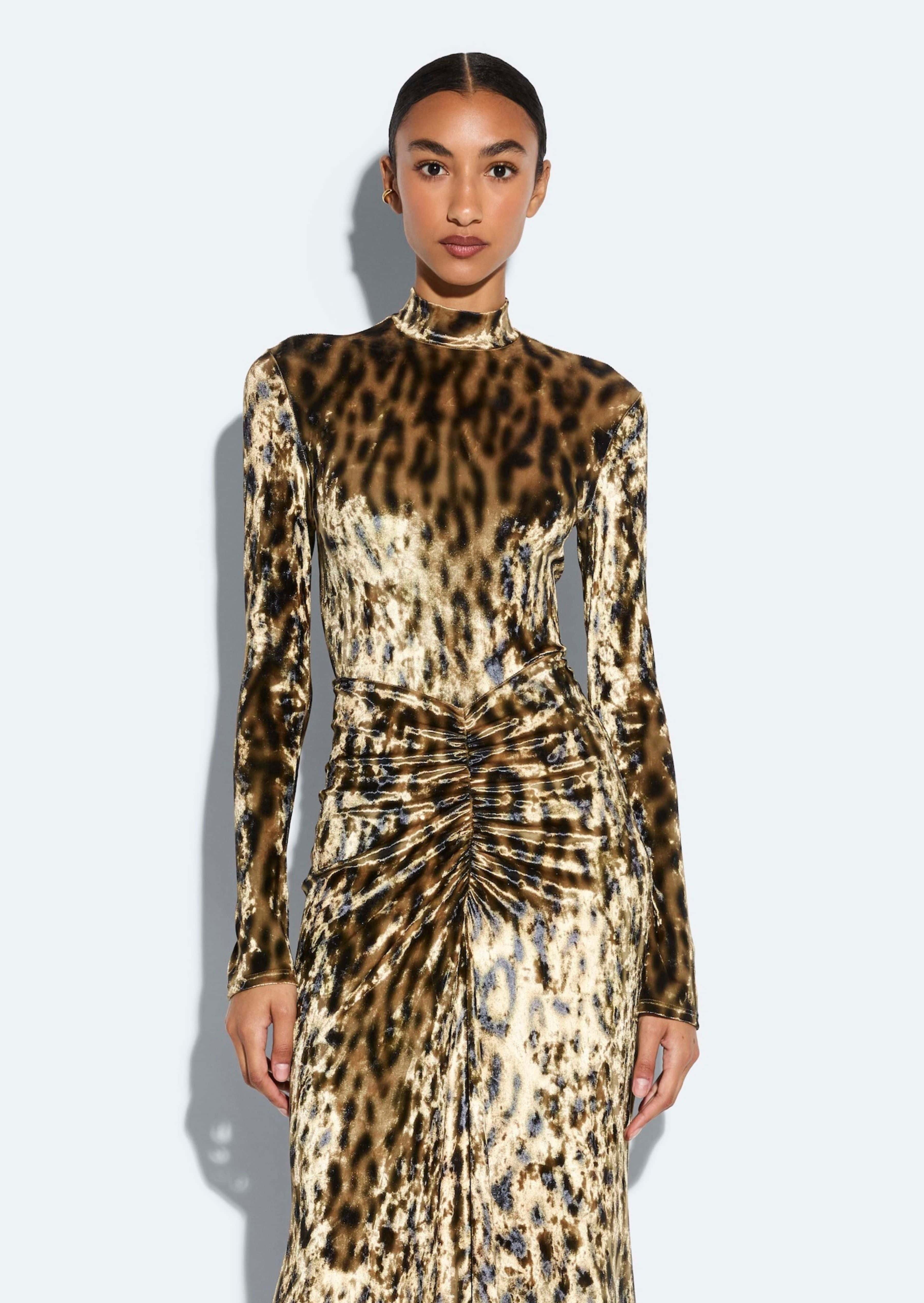 Velvet Leopard Mock Neck Bodysuit - 2