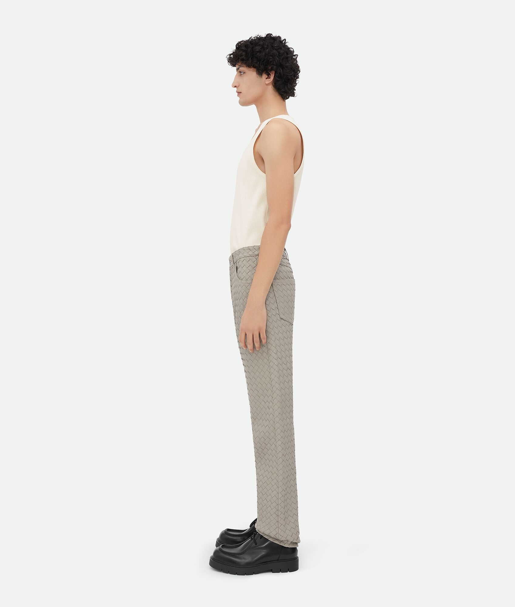 Intrecciato Leather Straight Leg Trousers - 2