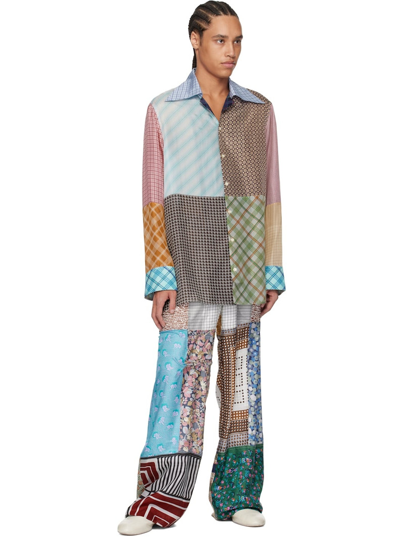 Marine Serre Multicolor Regenerated Silk Scarves Lapel Collar Shirt outlook