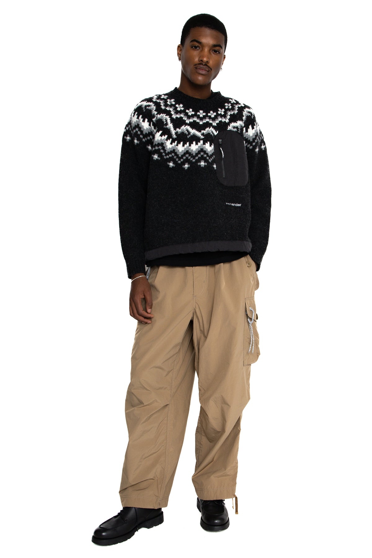 Beige Oversized ripstop cargo trousers, And Wander