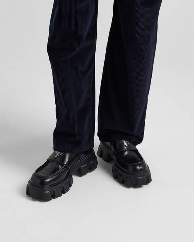 Prada Monolith brushed leather loafers outlook