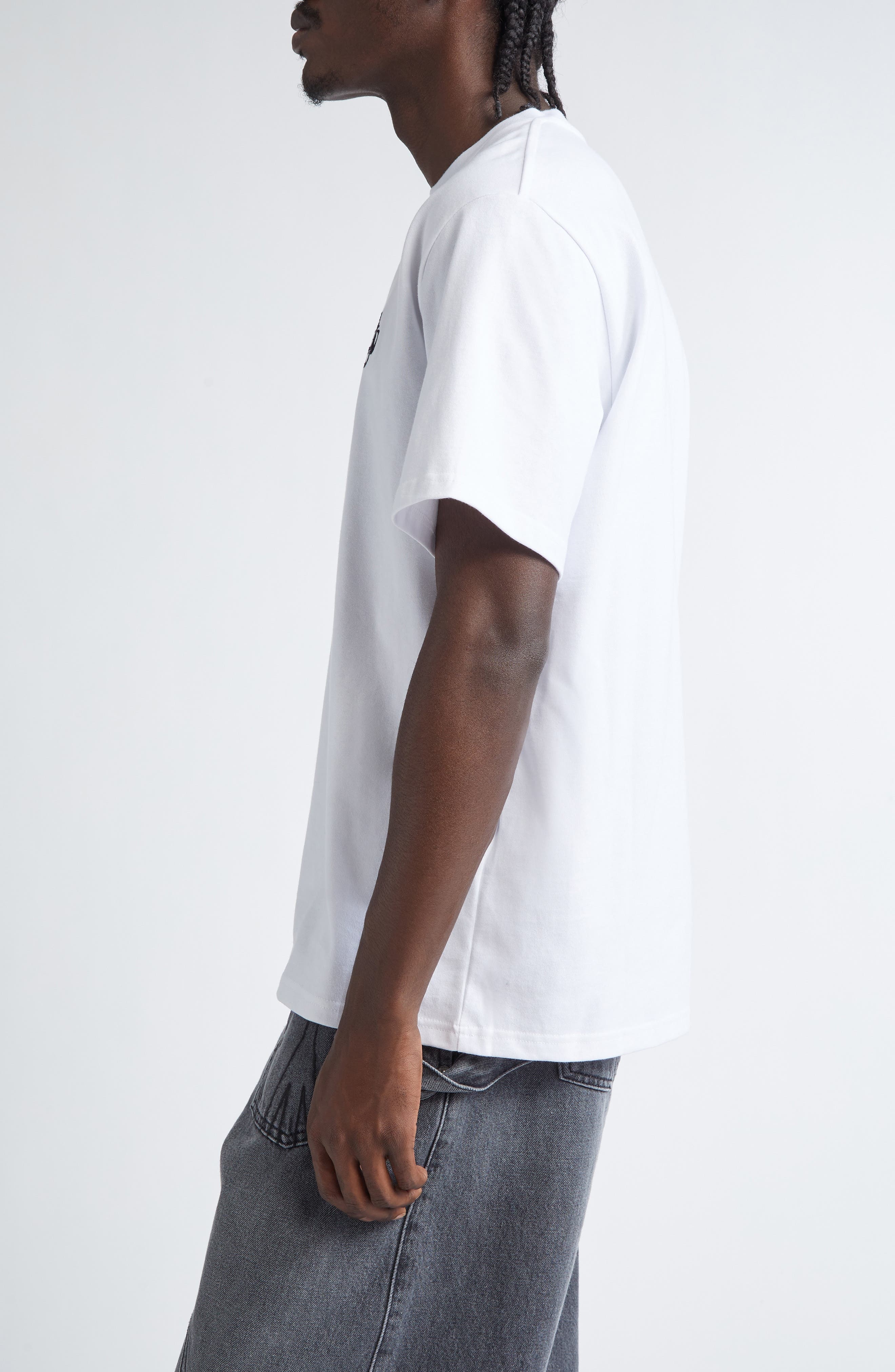 JW Anderson Anchor Logo Embroidered Cotton T-Shirt in White 001 at Nordstrom - 4