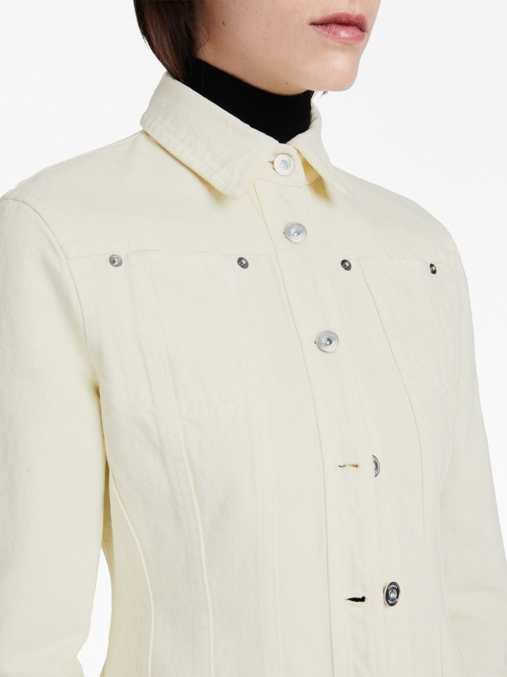 buttoned panelled denim jacket - 6