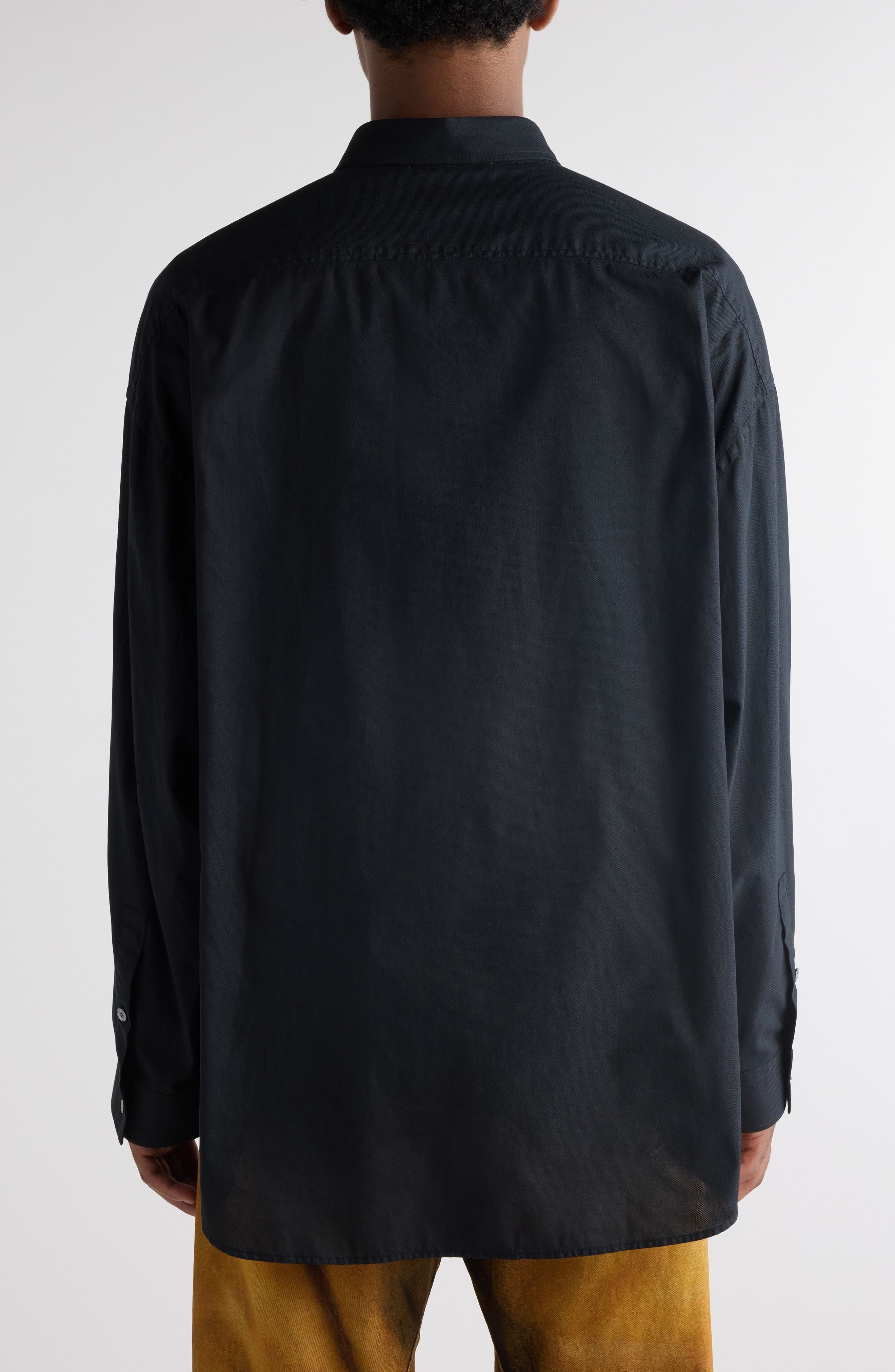 Acne Studios Oversize Solid Black Cotton Button-Up Shirt at Nordstrom - 3