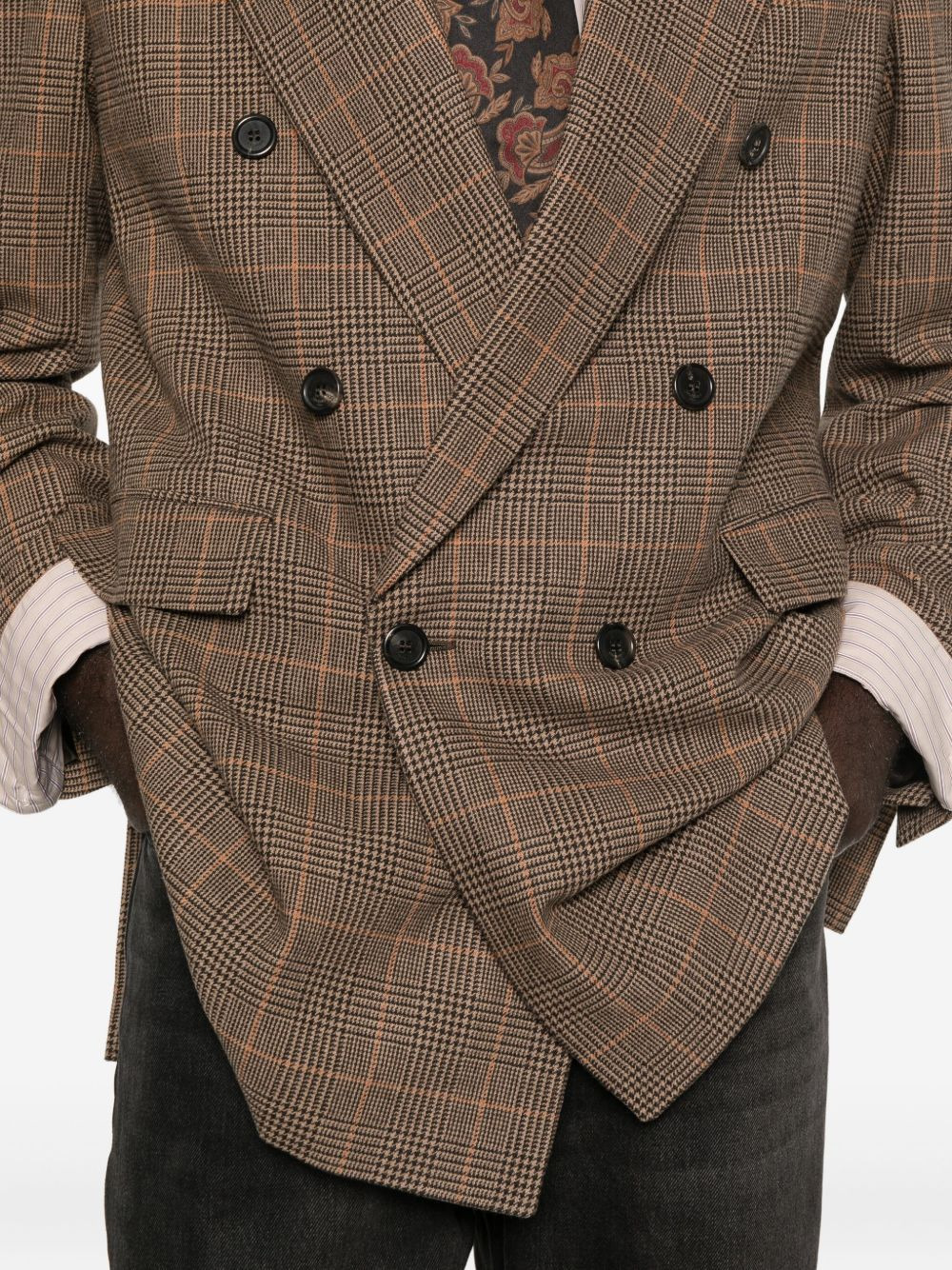 checked double-breasted jacket - 5