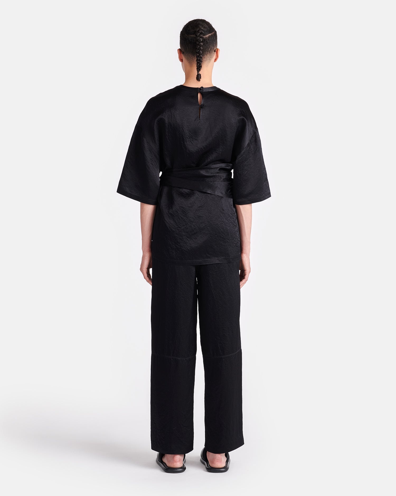 Belted Crinkled-Satin Top - 5