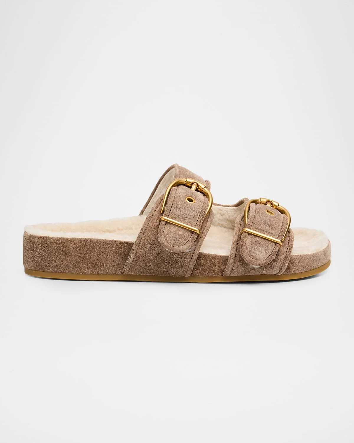 Prue Shearling-Lined Suede Slide Sandals - 1