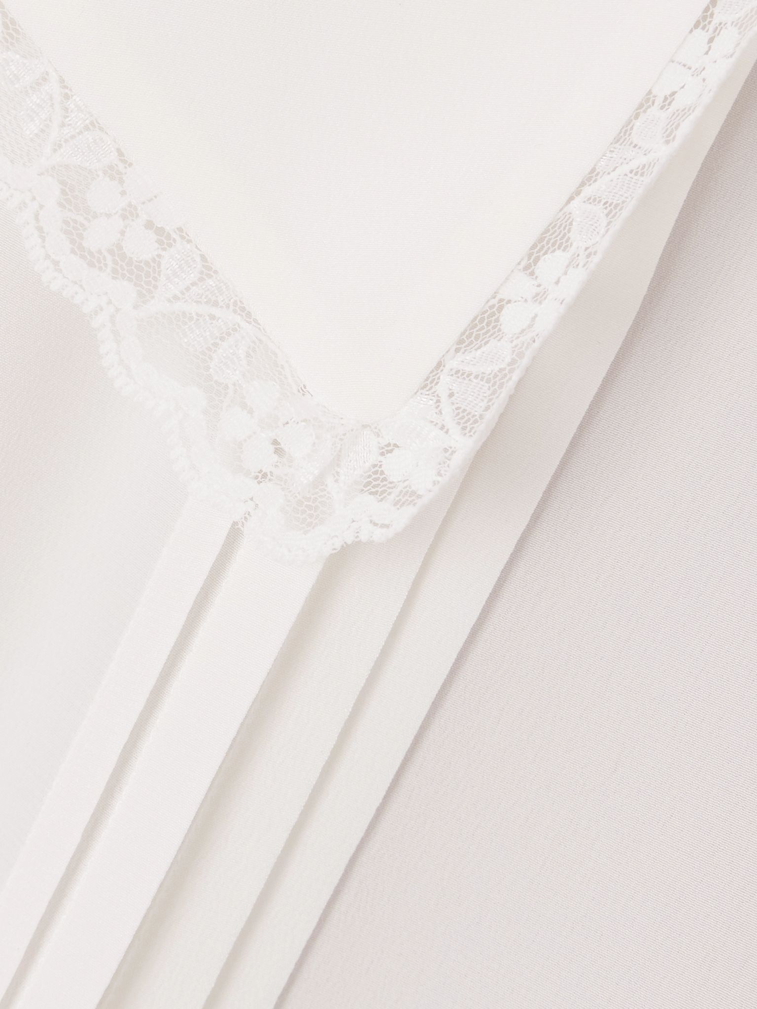 Lace-trimmed pintucked silk-chiffon blouse White - 5