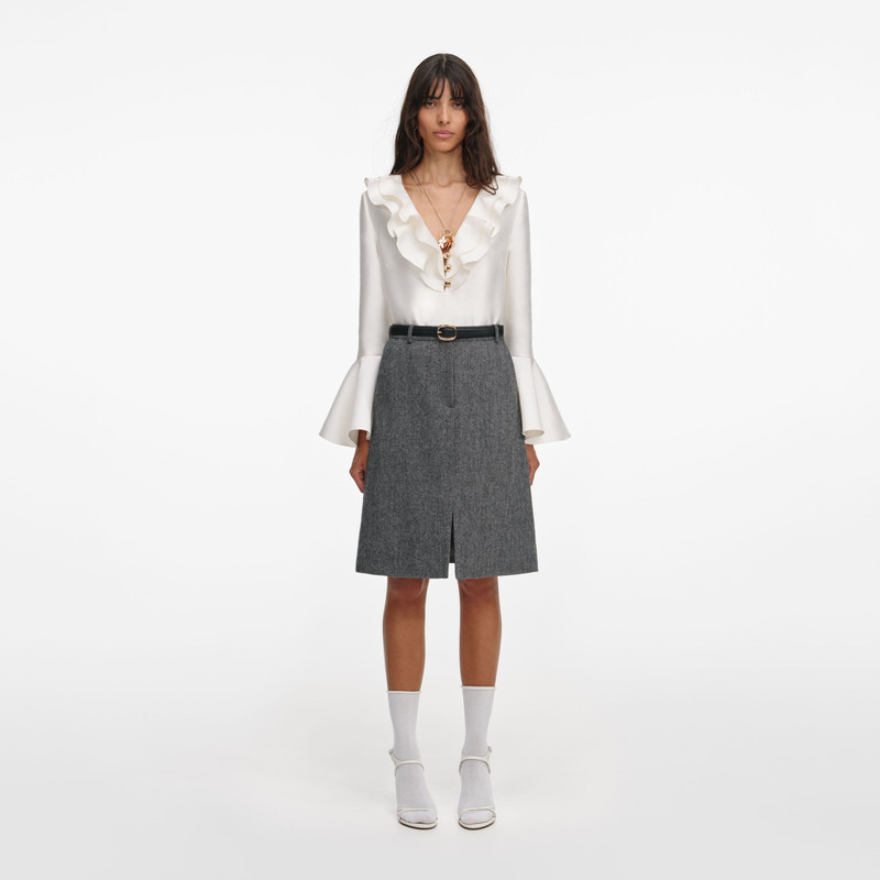 Cream Taffeta Ruffle Top 1