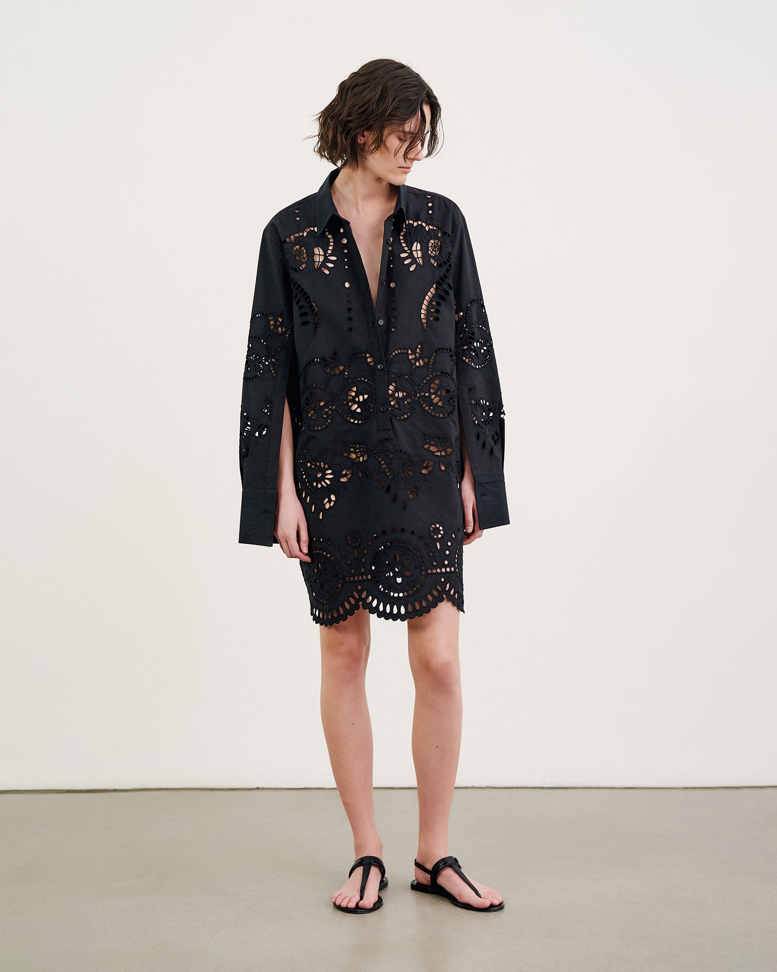 MATHILDE EMBROIDERED POPLIN DRESS - 3