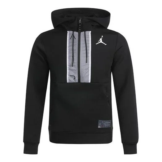 Men's Air Jordan Casual Sports Half Zipper Logo Jacket Black CK6454-010 - 1