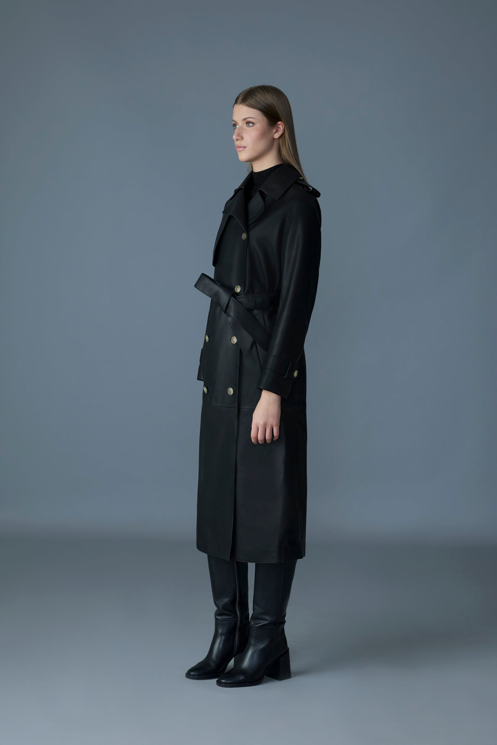 GAEL-V Maxi Leather Trench Coat - 4