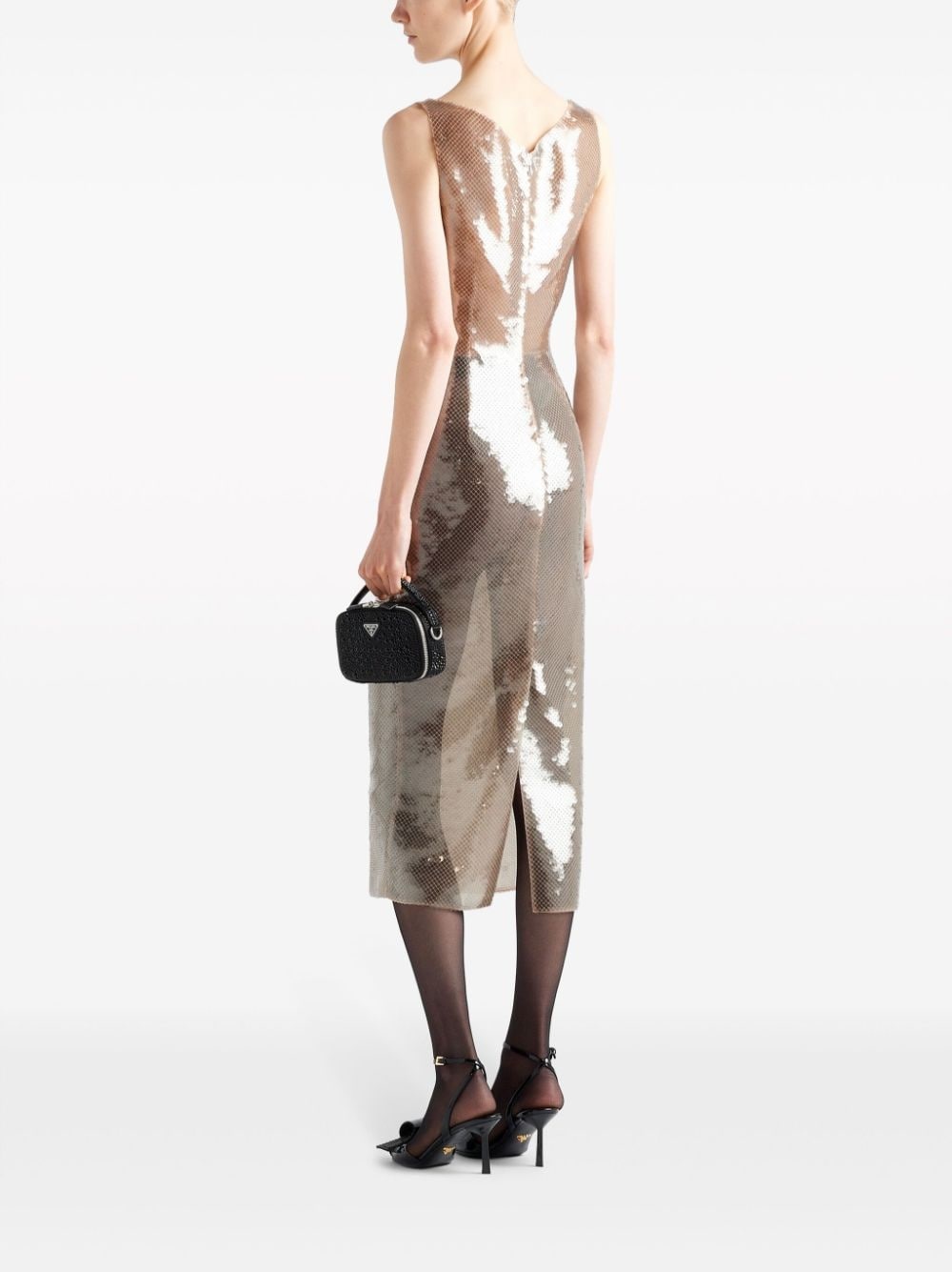 embroidered tulle midi dress - 3