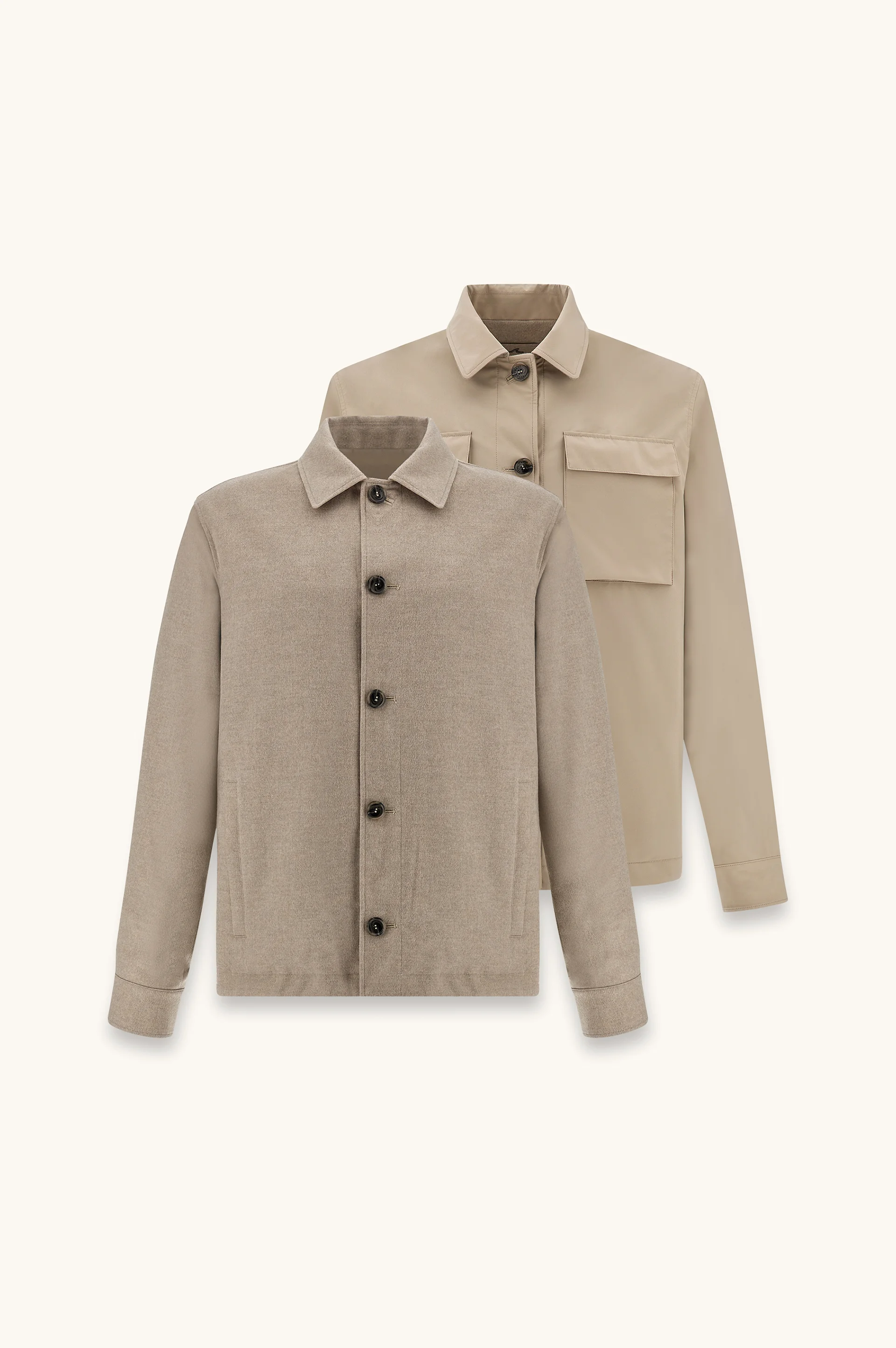 REVERSIBLE OVERSHIRT IN CASHMERE AND TECHNICAL FABRIC - 1