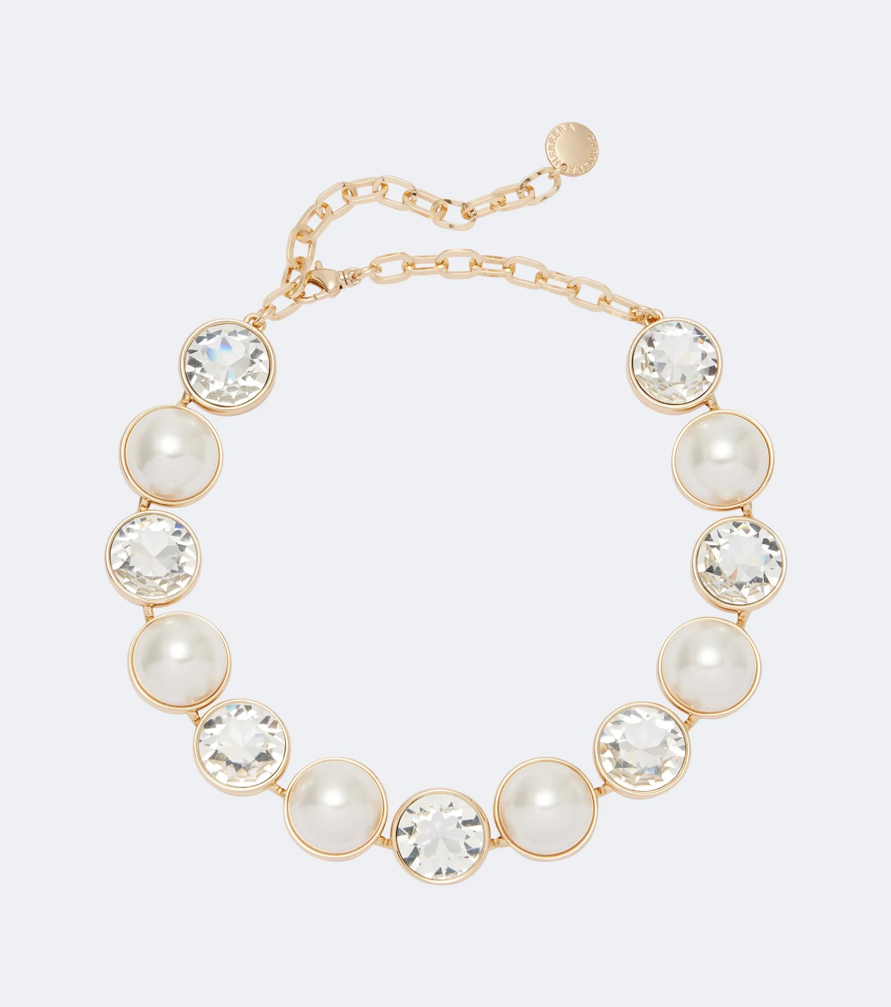Crystal and faux pearl necklace - 1