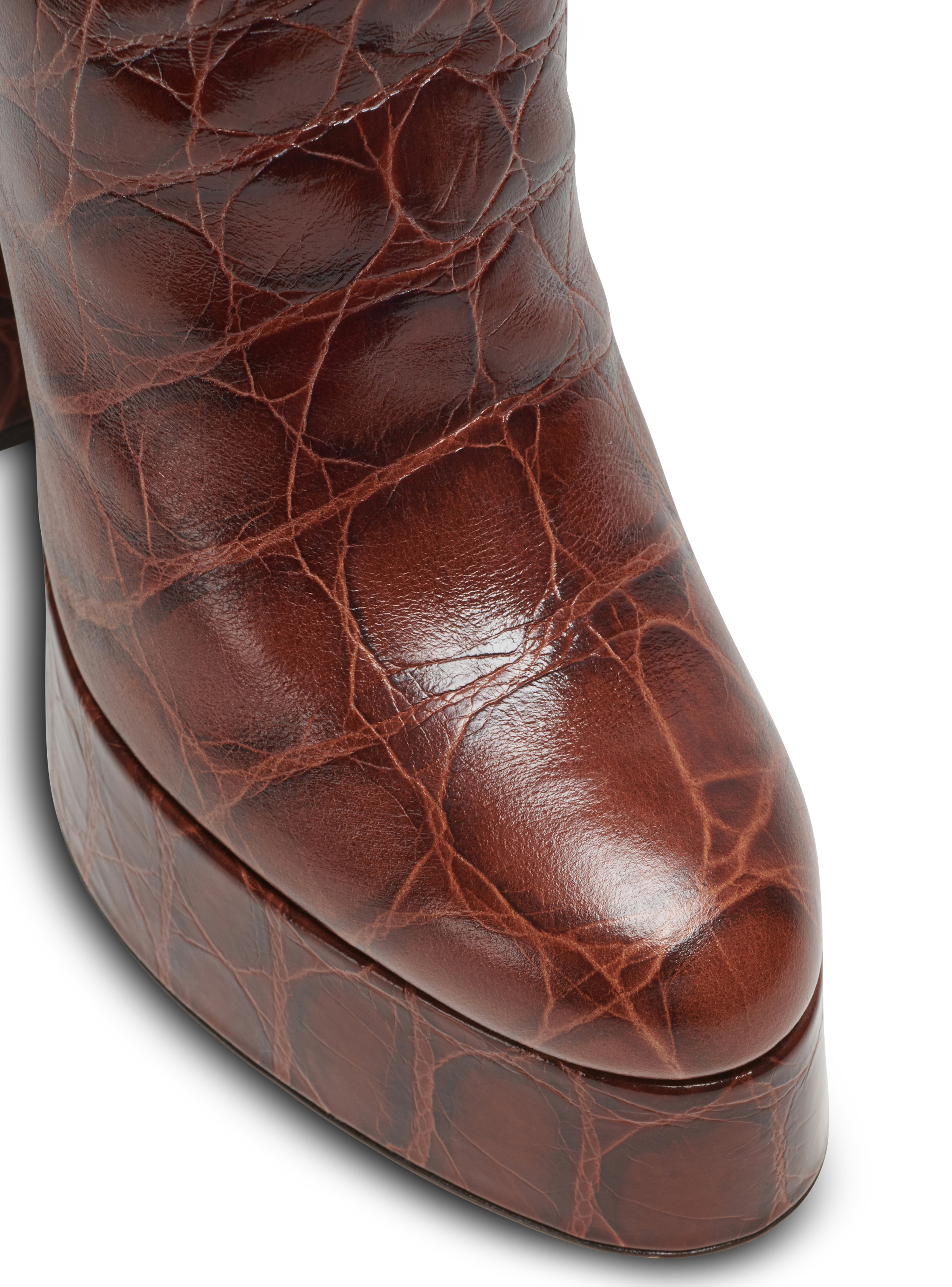 Brune crocodile-print leather boots - 6