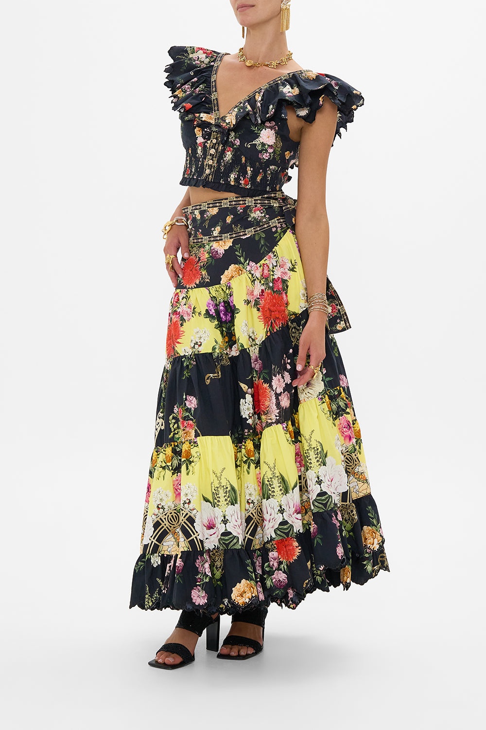 WRAP SKIRT WITH GATHERED PANELS - 4