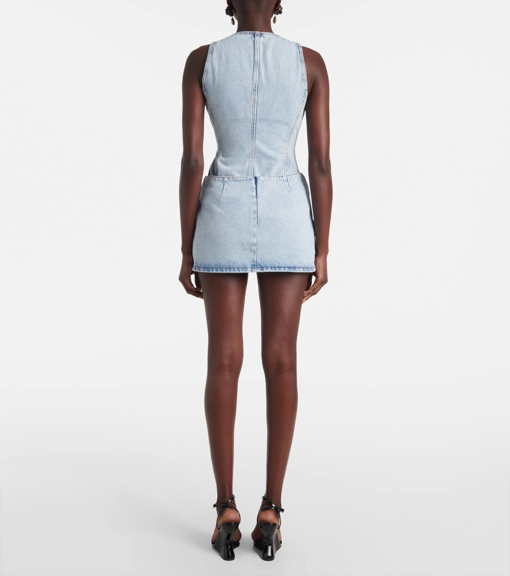 Floral-appliqué denim miniskirt - 3