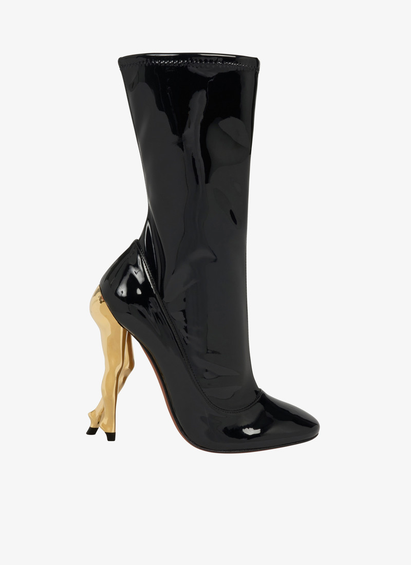 CABARET BOOTIES IN PATENT CALFSKIN - 1
