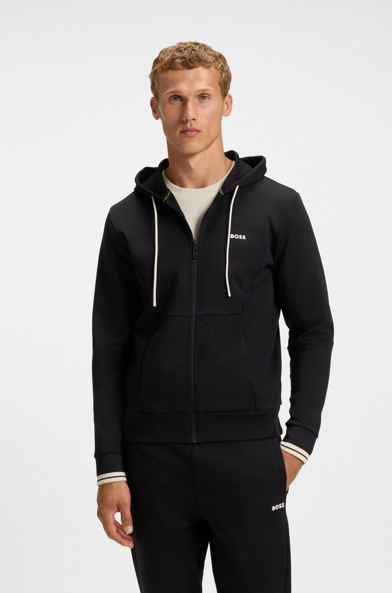 COTTON ZIP-UP HOODIE WITH STRIPE DETAILS 2