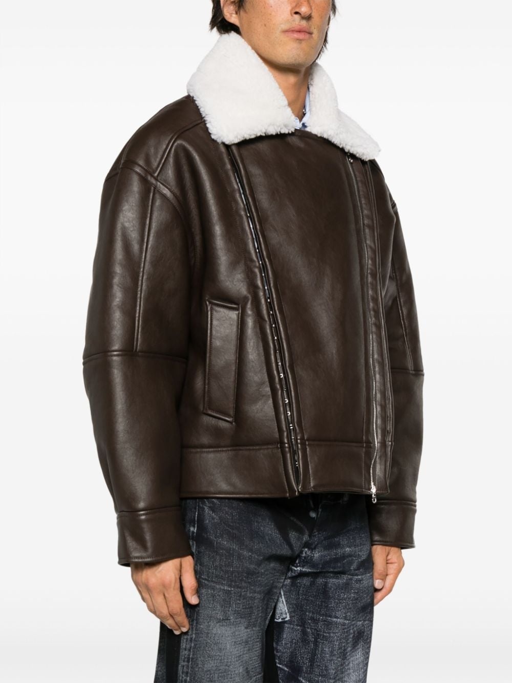 faux-shearling biker jacket - 4