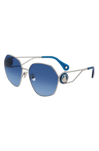 Lanvin Mother & Child 62mm Oversize Rectangular Sunglasses in Gold/Gradient Blue outlook