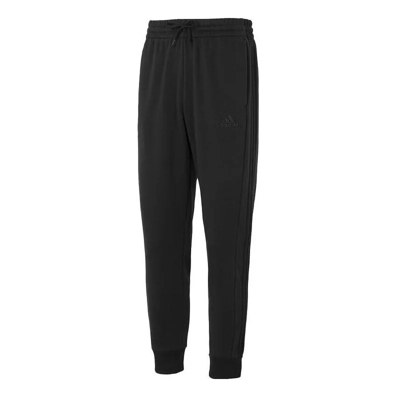 adidas Essentials Fleece 3-Stripes Tapered Cuff Pants 'Black' IJ8885 - 1