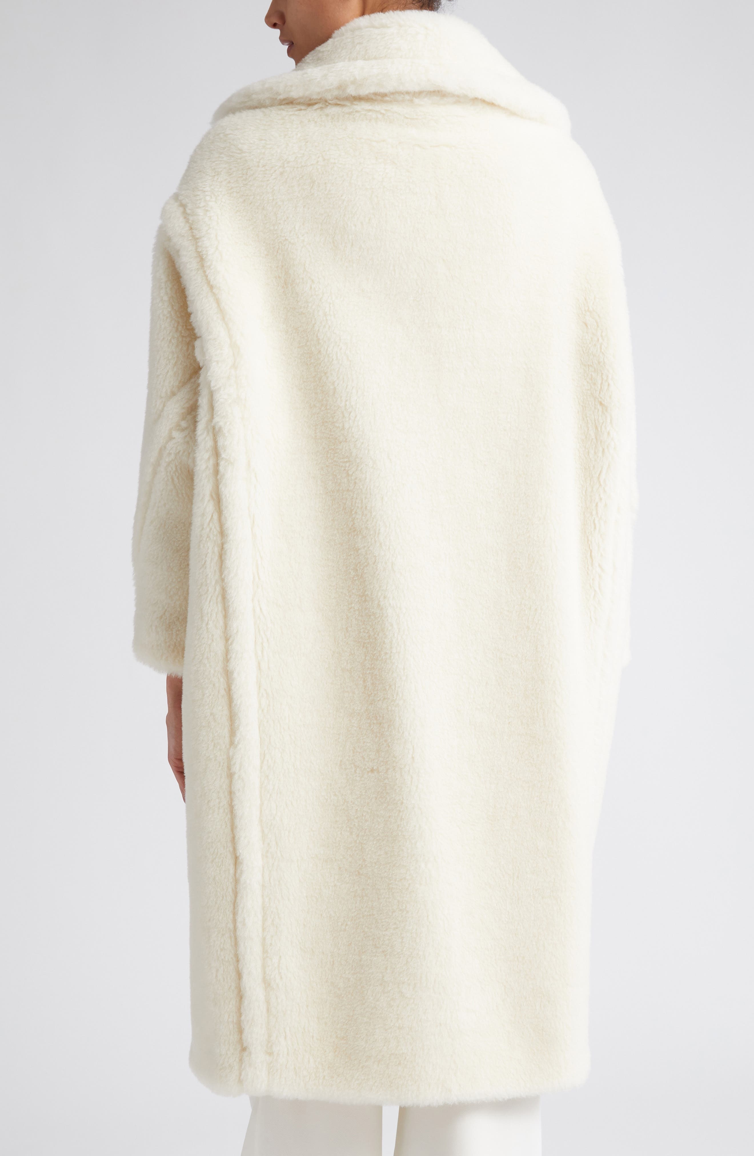 Max Mara Tedgirl Oversize Double Breasted Alpaca Blend Coat in White at Nordstrom - 2