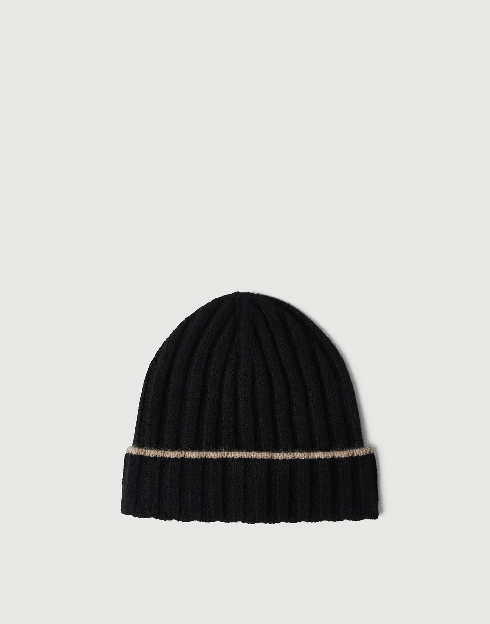Cashmere rib knit beanie - 1
