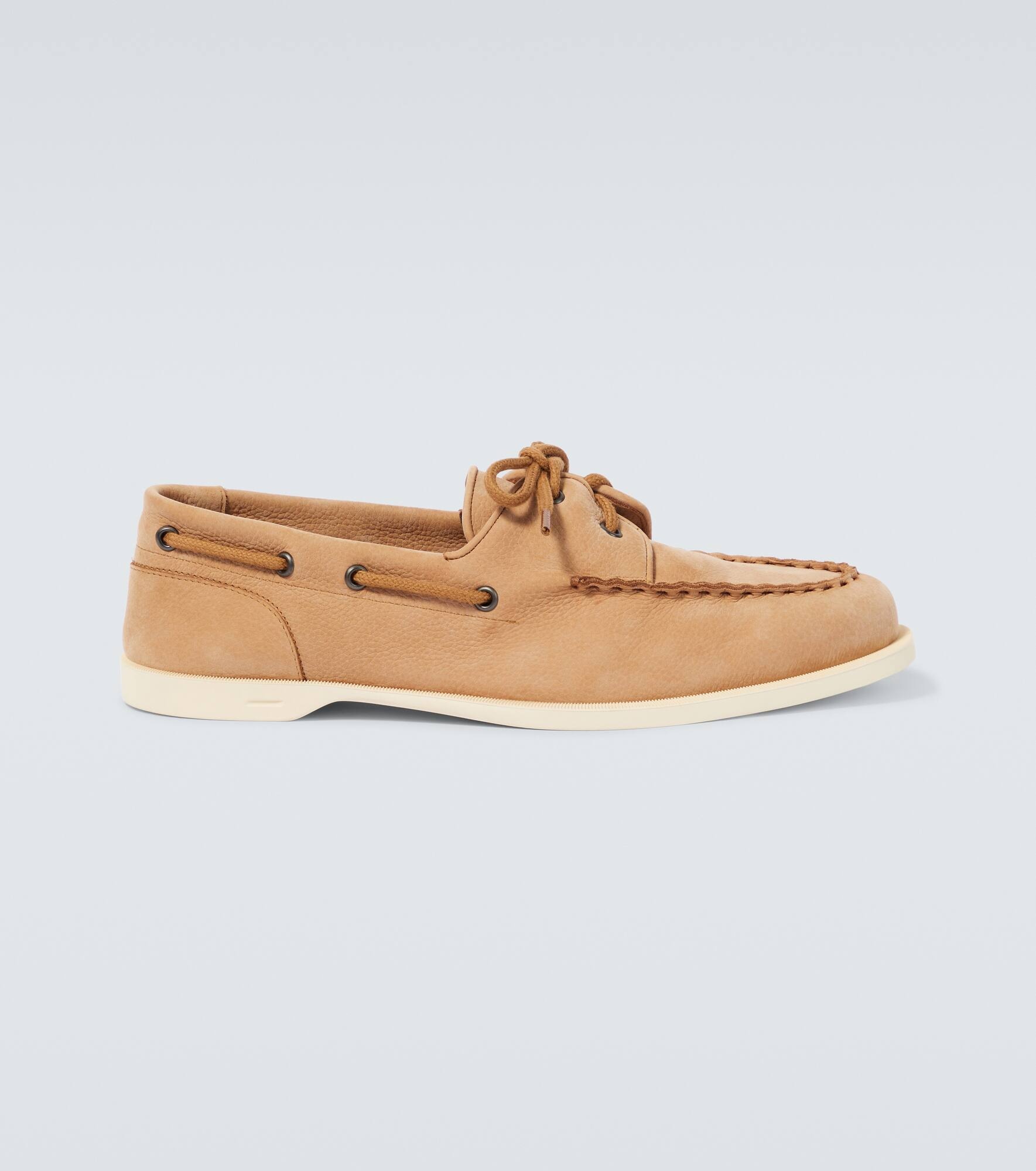 Foil leather boat shoes - 1