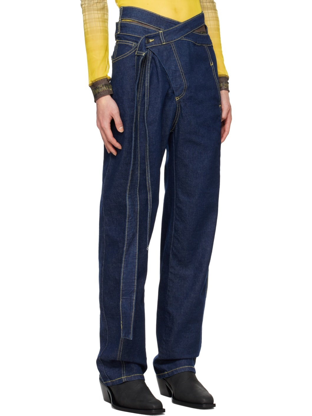 SSENSE Exclusive Blue Signature Wrap Jeans - 2