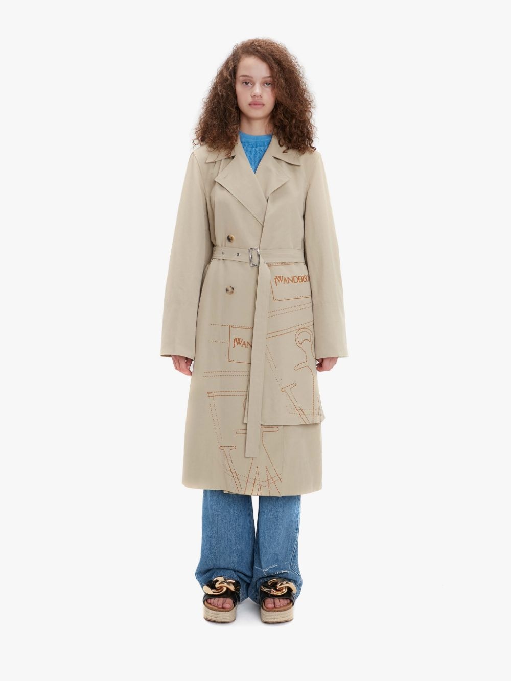 LOGO PRINT TRENCH COAT - 3