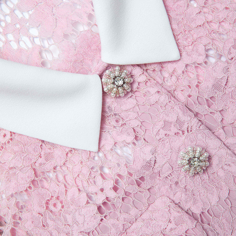 Pink Lace Collared Mini Dress 5