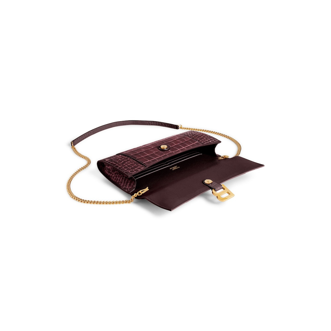 Women's Hourglass Pochette With Chain in Dark Burgundy - 5