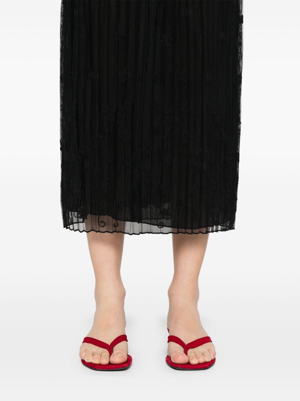 floral-embroidered tulle skirt - 5