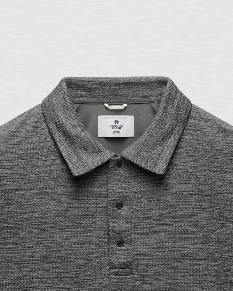 Reigning Champ Solotex Mesh Tiebreaker Standard Fit Polo Heather Carbon outlook