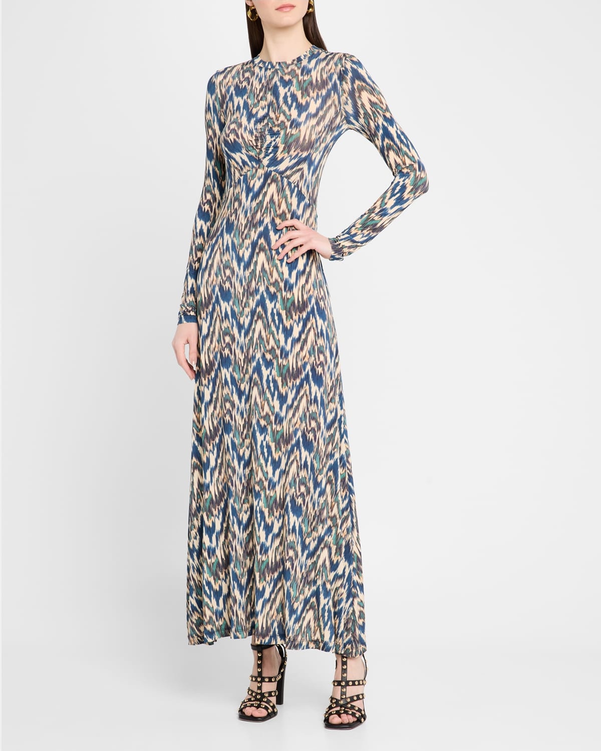 Naia Long-Sleeve Ruched Midi Dress - 2