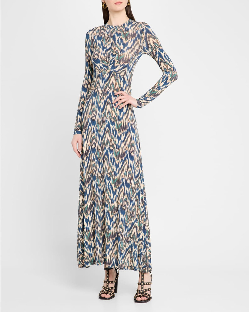 ULLA JOHNSON Naia Long-Sleeve Ruched Midi Dress outlook