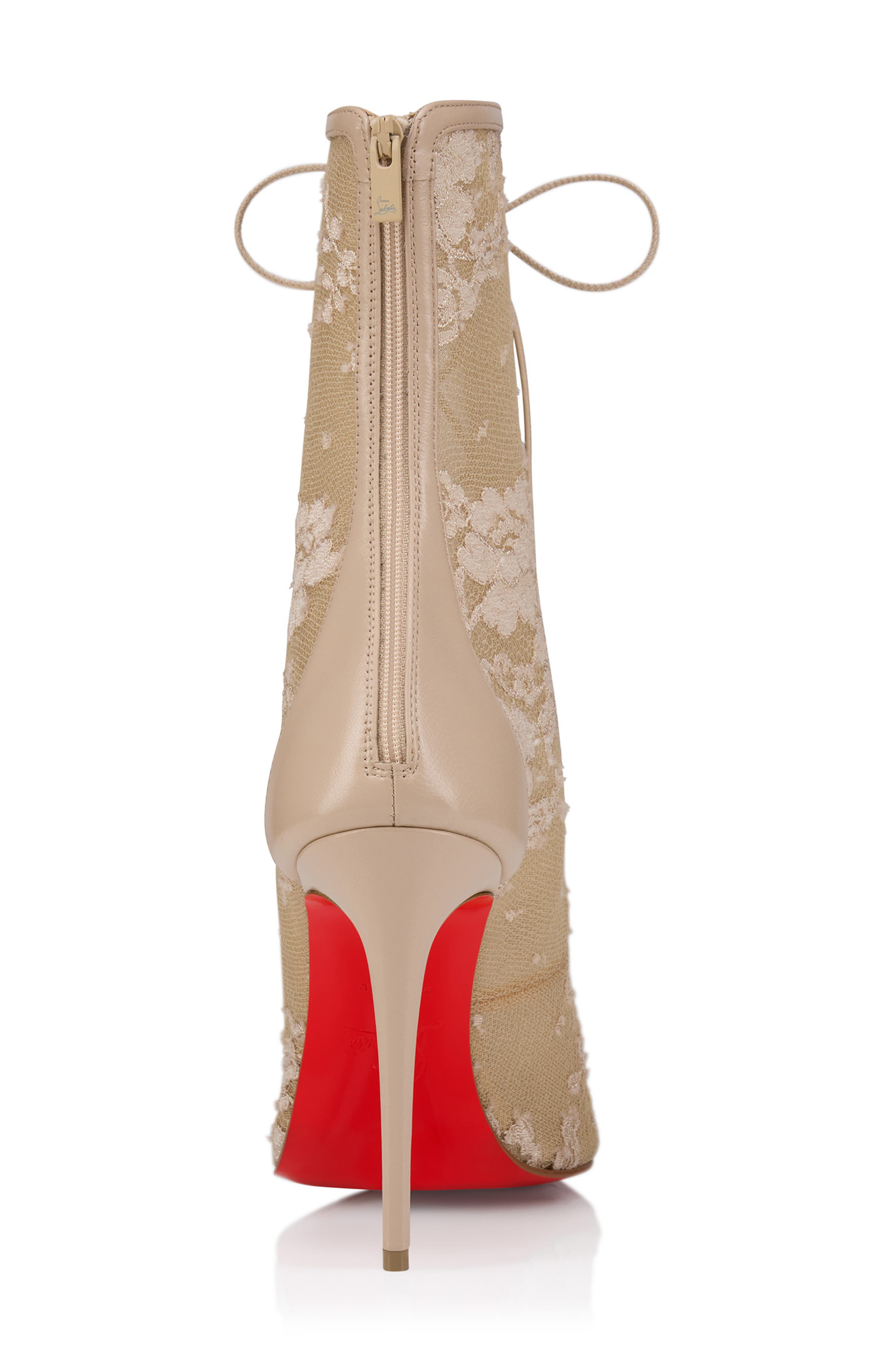 Christian Louboutin KM Lace Pointed Toe Bootie in Pearl at Nordstrom - 7