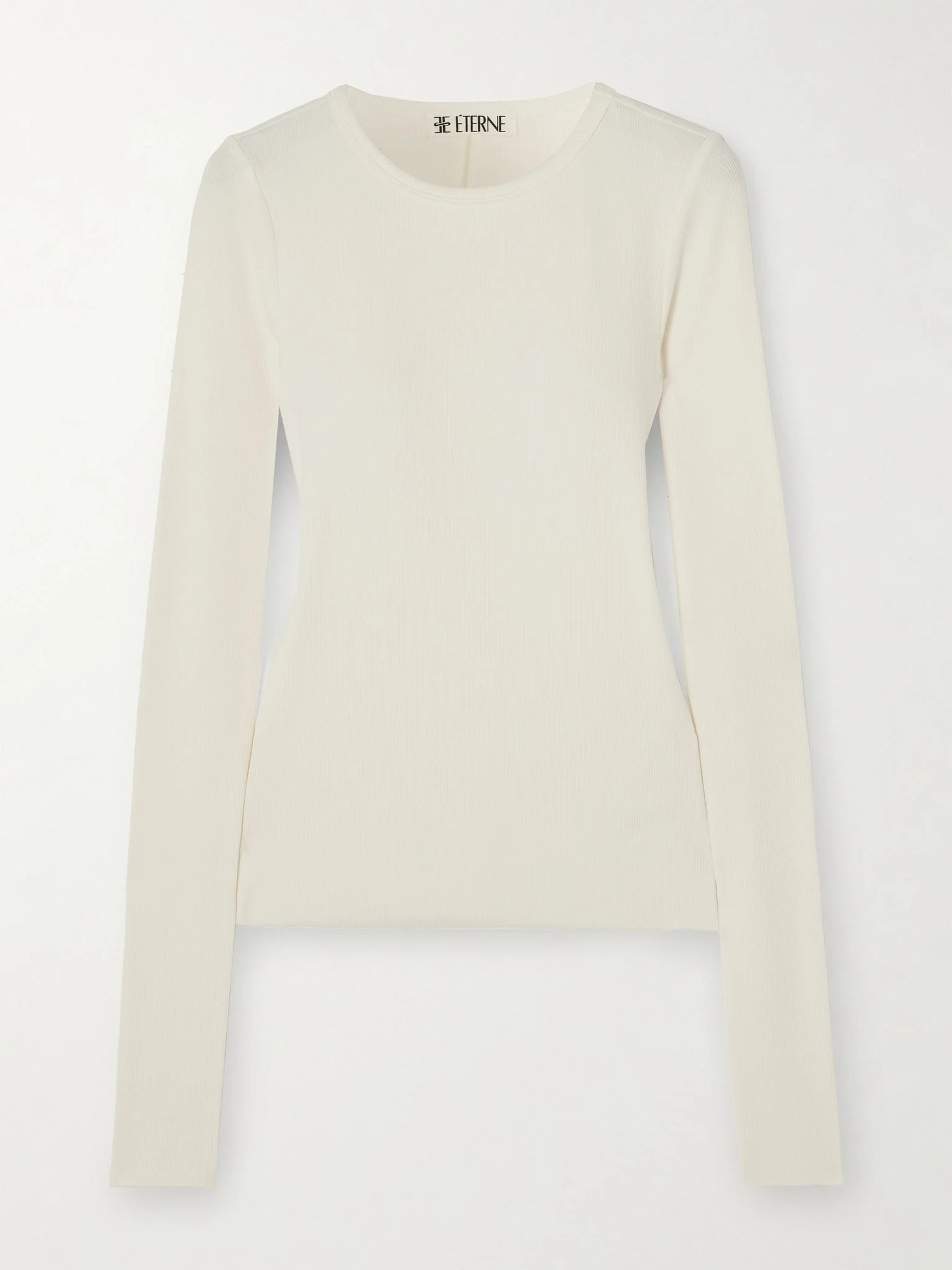 Ribbed stretch cotton and modal-blend top Cream - 1