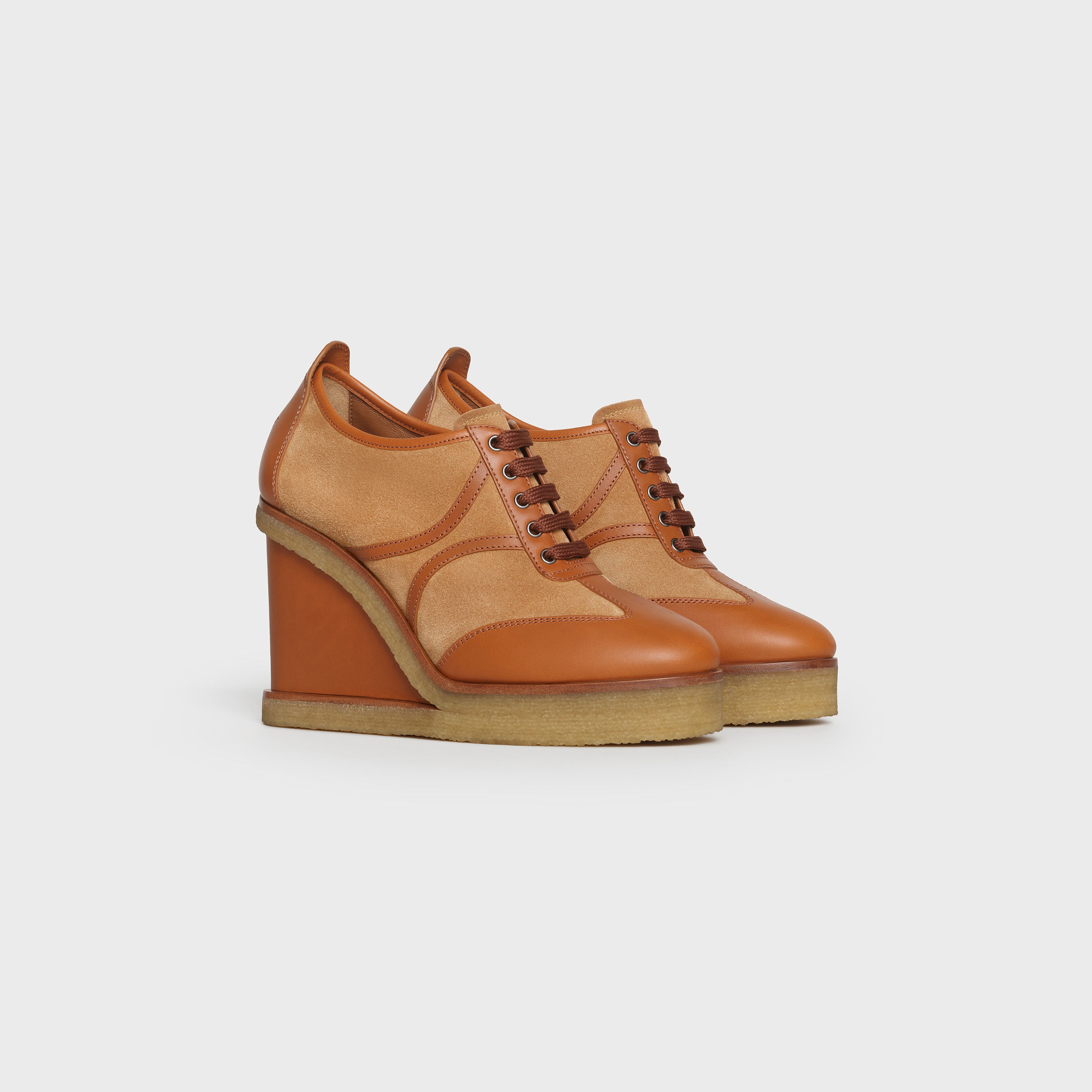 MANON WEDGE LACE UP  IN  CALFSKIN AND SUEDE CALFSKIN - 2