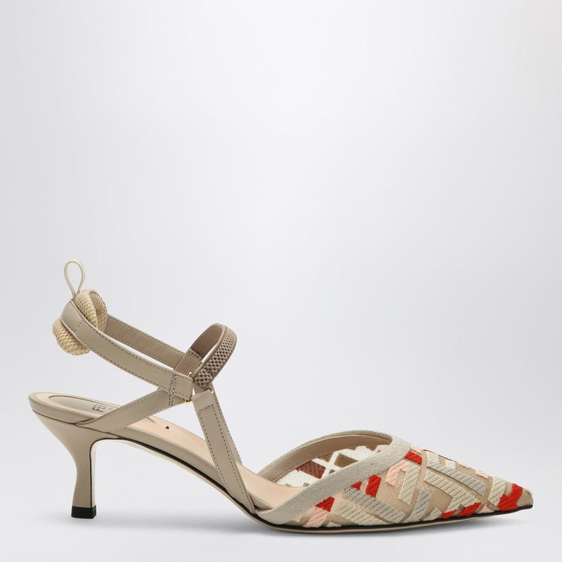 Fendi Colibri Lite Slingback In Beige Ff Mesh Women - 1