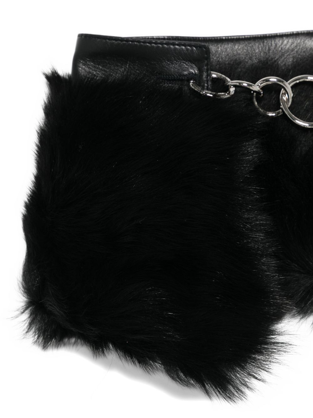 leather fur-trimmed chain scarf - 2