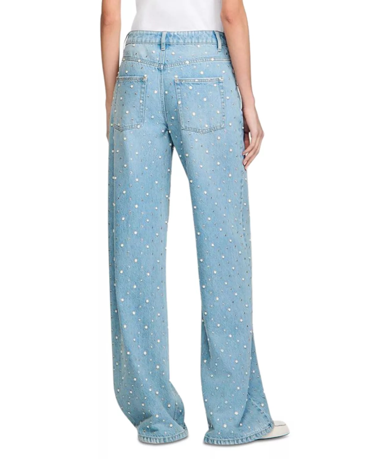Embellished High Rise Jeans in Blue Jean - 3