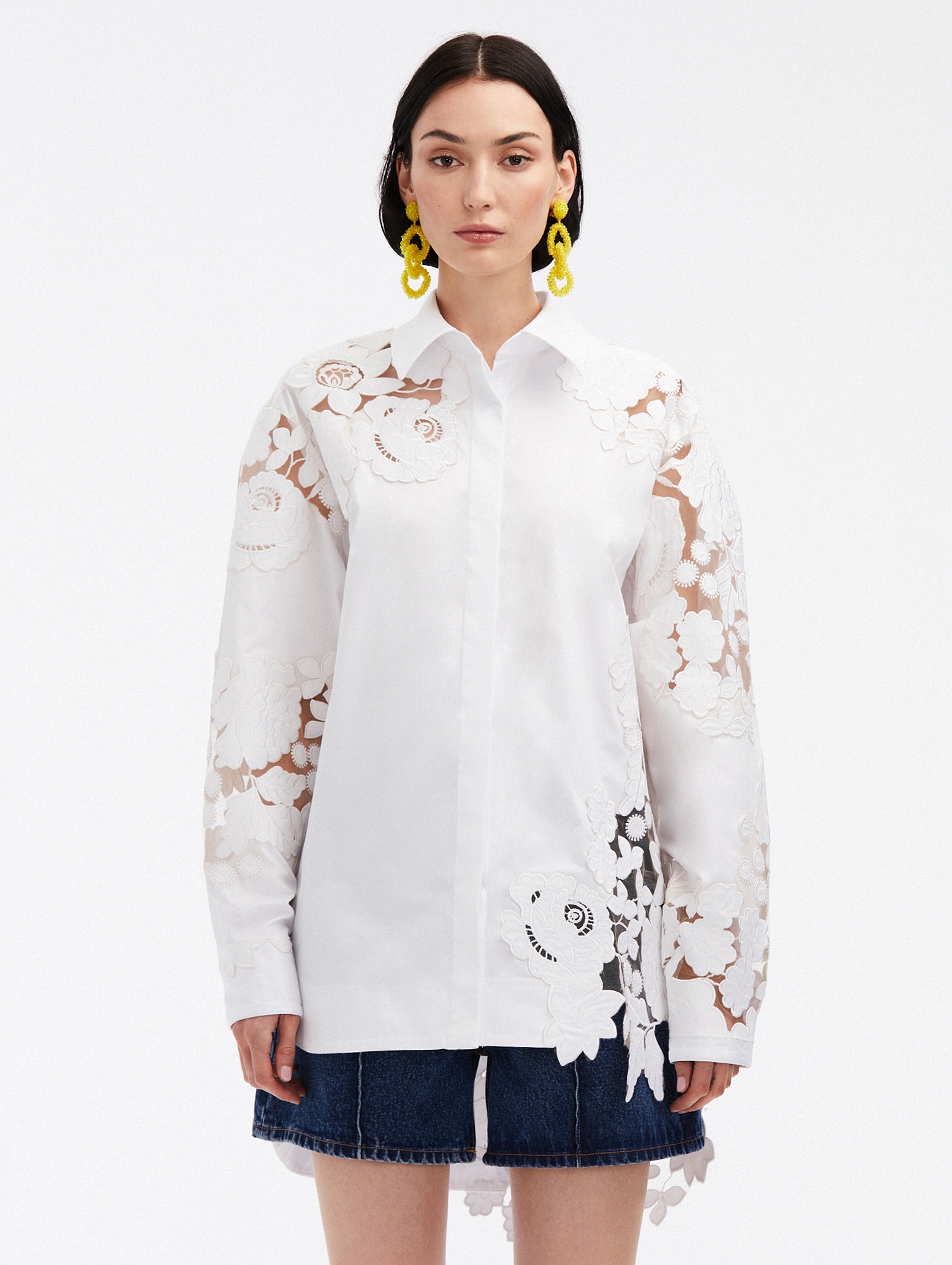 MIXED BOTANICAL COTTON TWILL BLOUSE - 1