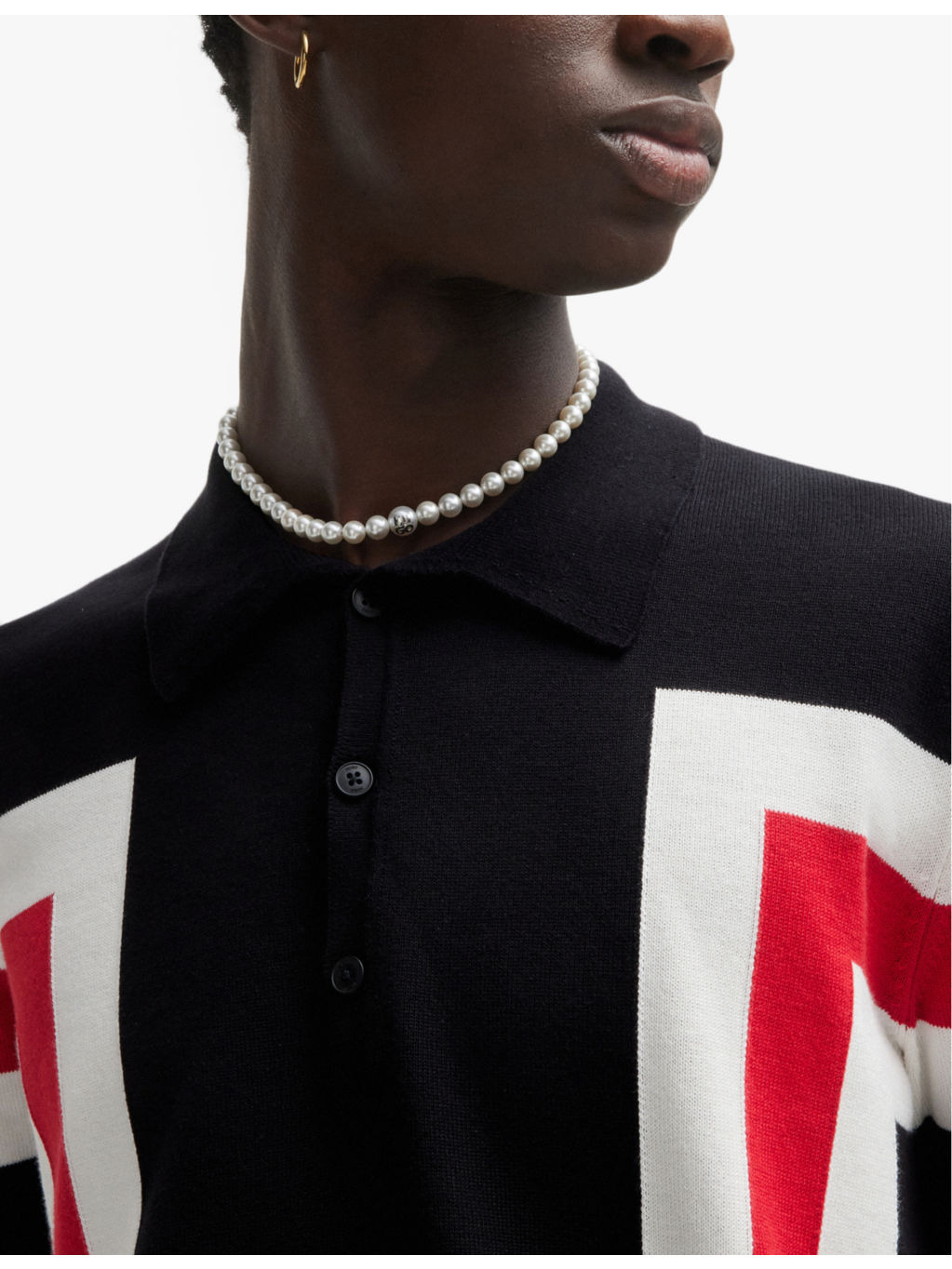 Button-neck short-sleeve stripe cotton polo - 5